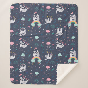 Cute Sloths Sherpa Blanket Deken