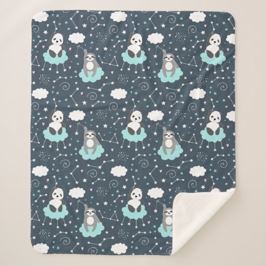 Cute Sloths Sherpa Blanket Deken (Voorkant)