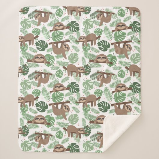 Cute Sloths Sherpa Blanket Deken (Voorkant)