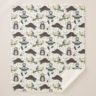 Cute Sloths Sherpa Blanket Deken