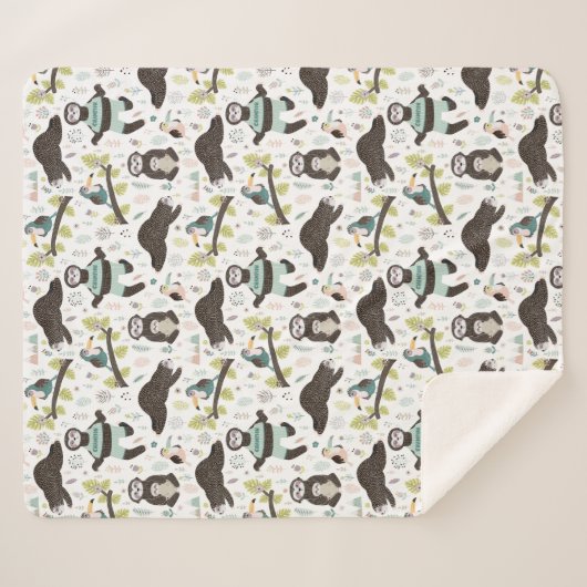 Cute Sloths Sherpa Blanket Deken (Voorkant (horizontaal))