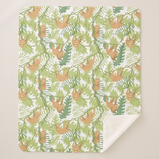 Cute Sloths Sherpa Blanket Deken (Voorkant)
