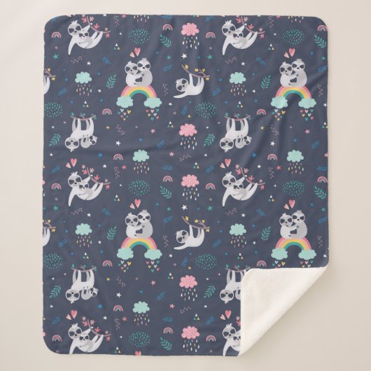 Cute Sloths Sherpa Blanket Sherpa Deken (Voorkant)