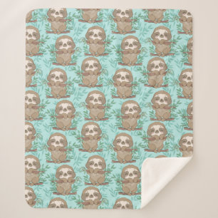 Cute Sloths Sherpa Blanket Sherpa Deken