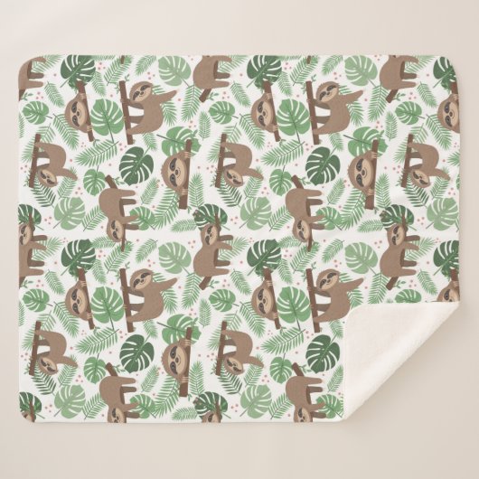 Cute Sloths Sherpa Blanket Sherpa Deken (Voorkant (horizontaal))