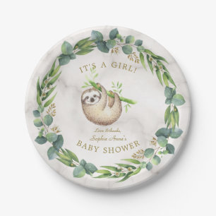 Cute Slots Eucalyptus Wreath Girl Baby shower Papieren Bordje