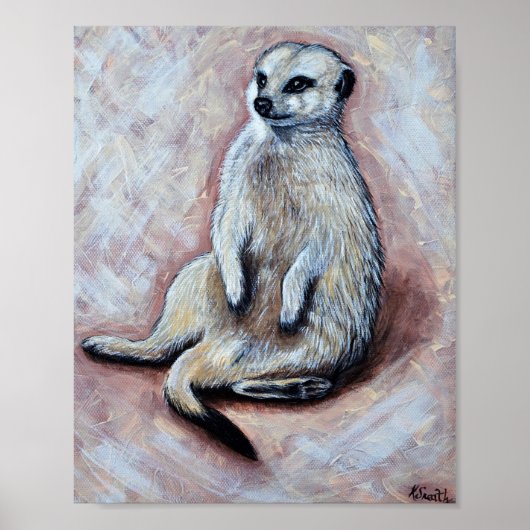 Cute Slouchy Meerkat Painting Poster (Voorkant)