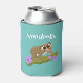 Cute slow loris bloemen cartoon illustratie blikjeskoeler