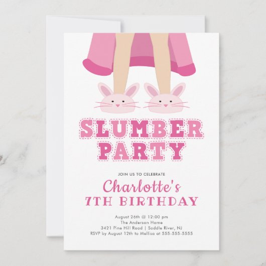 Cute Slumber Pajama Birthday Uitnodiging (Voorkant)