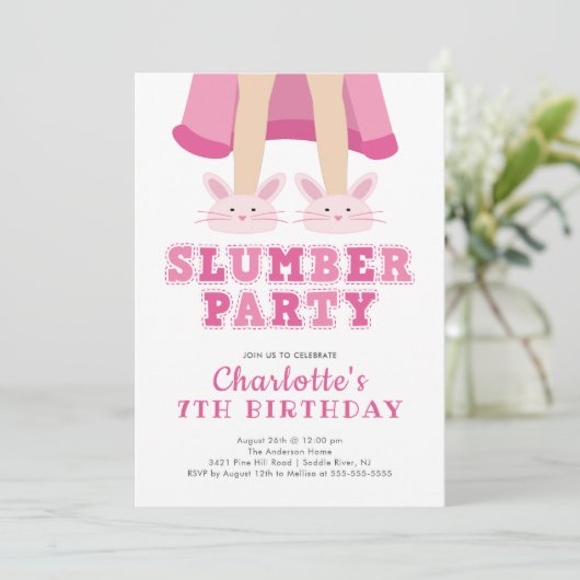 Cute Slumber Pajama Birthday Uitnodiging (Staand voorkant)