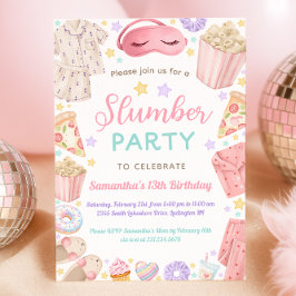 Cute Slumber Party Girl Birthday Kaart