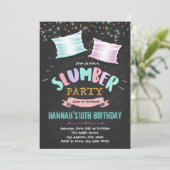 Cute slumber verjaardagsfeest uitnodiging (Staand voorkant)