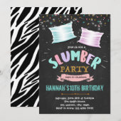 Cute slumber verjaardagsfeest uitnodiging (Voorkant / Achterkant)