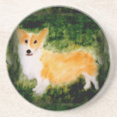 Cute Small Dog Corgi Zandsteen Onderzetter (Voorkant)