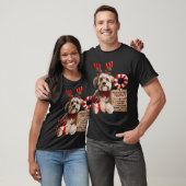 Cute Small Dog in Reindeer Antlers & Bow Tie T-shirt (Unisex)