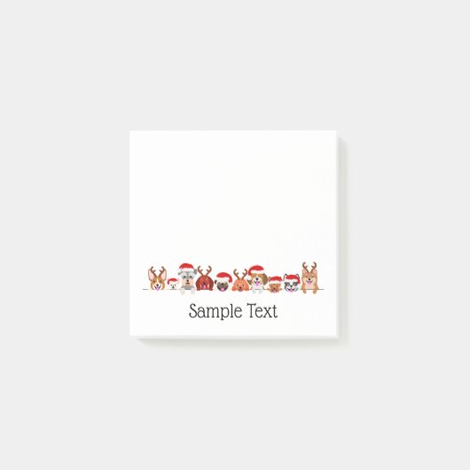 cute small dogs in Santa hats and antlers  Post-it® Notes (Voorkant)