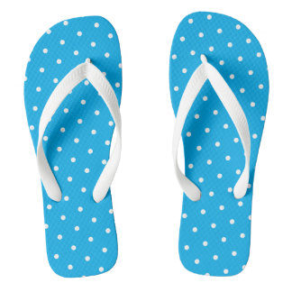 Cute Small White Polka Dots On Bright Azure Blue Teenslippers