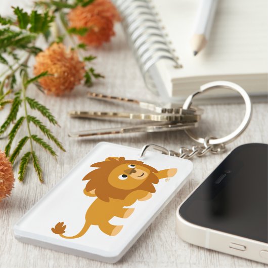 Cute Smart Cartoon Lion AcrylSleutelhanger Sleutelhanger (Voorkant Rechts)