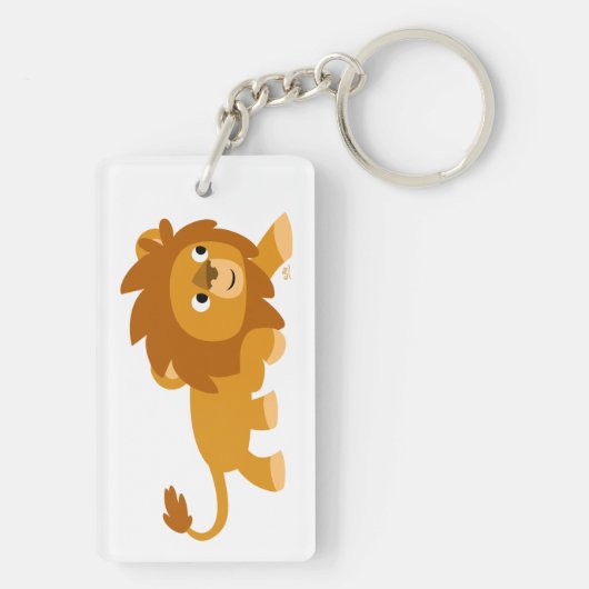 Cute Smart Cartoon Lion AcrylSleutelhanger Sleutelhanger (achterkant)