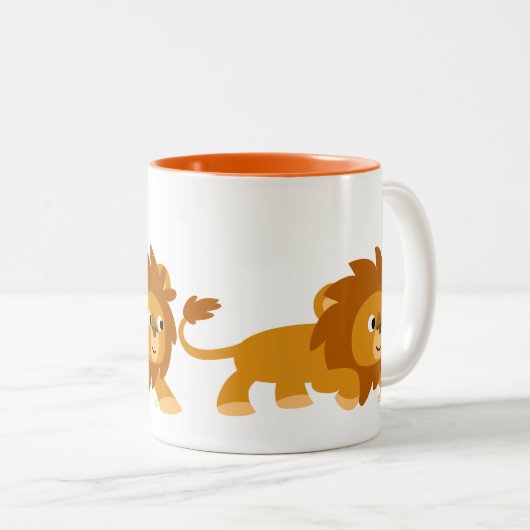 Cute Smart Cartoon Lion Mok (Voorkant rechts)