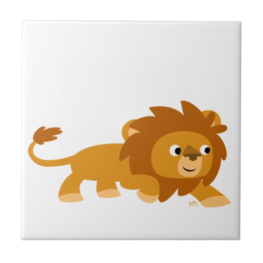 Cute Smart Cartoon Lion Tegel Tegeltje (Voorkant)