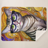 Cute Smart Cat Wearing Glasses Sherpa Deken (Voorkant (horizontaal))