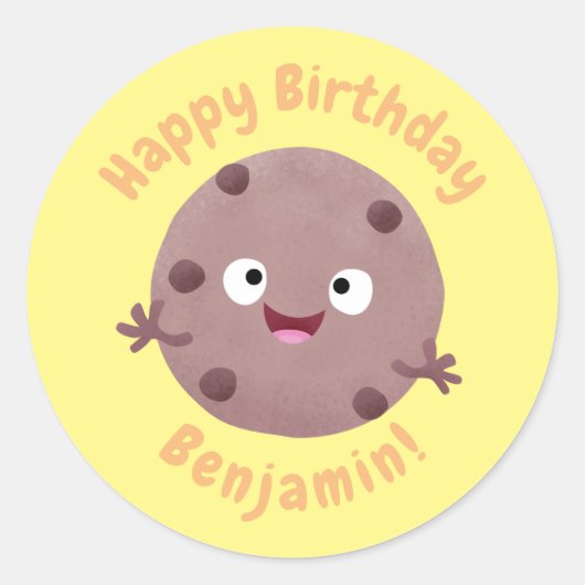 Cute smart chocola chip koekje cartoon klassiek r ronde sticker (Voorkant)