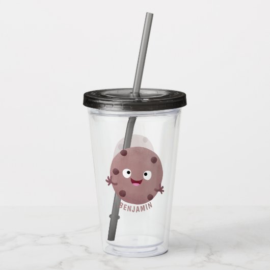 Cute smart chocolade chip cookie cartoon acryl drinkbeker (Achterkant)