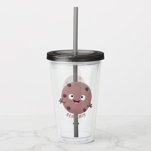 Cute smart chocolade chip cookie cartoon acryl drinkbeker (Voorkant)