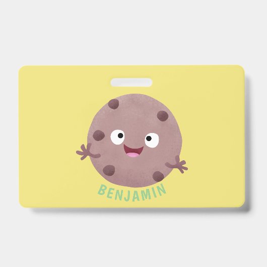 Cute smart chocolade chip cookie cartoon badge (Voorzijde)