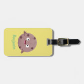 Cute smart chocolade chip cookie cartoon bagagelabel (Voorkant horizontaal)