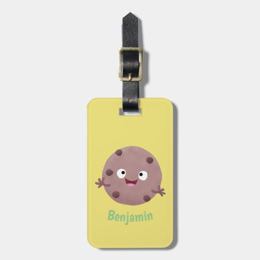 Cute smart chocolade chip cookie cartoon bagagelabel (Voorkant verticaal)