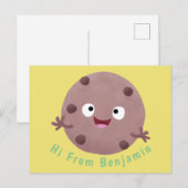 Cute smart chocolade chip cookie cartoon briefkaart (Voorkant / Achterkant)