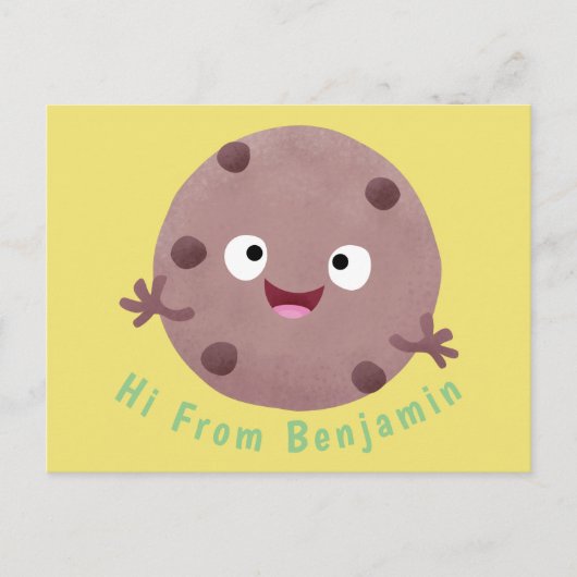 Cute smart chocolade chip cookie cartoon briefkaart (Voorkant)
