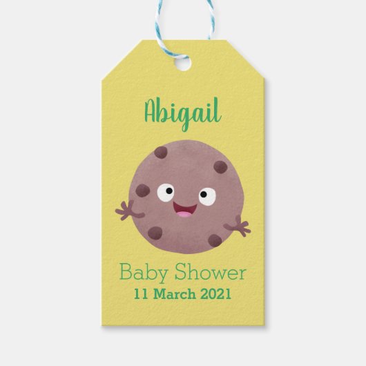 Cute smart chocolade chip cookie cartoon cadeaulabel (Voorkant)