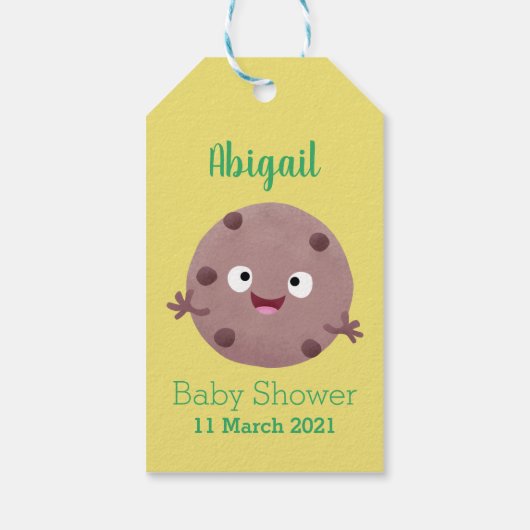 Cute smart chocolade chip cookie cartoon cadeaulabel (Achterkant)