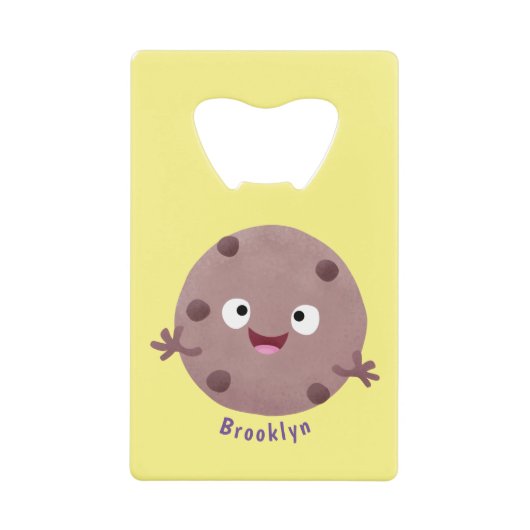 Cute smart chocolade chip cookie cartoon creditkaart flessenopener (Voorkant)