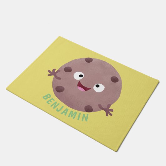 Cute smart chocolade chip cookie cartoon deurmat (Schuin)