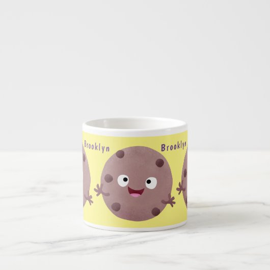Cute smart chocolade chip cookie cartoon espresso kop (Voorkant)