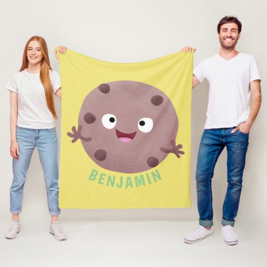 Cute smart chocolade chip cookie cartoon fleece deken (In situ)