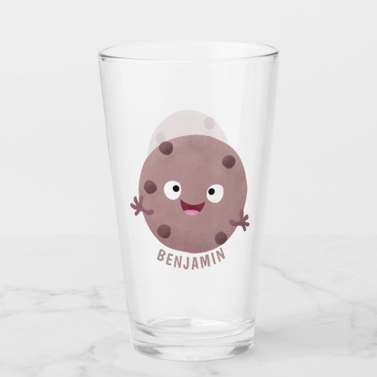 Cute smart chocolade chip cookie cartoon glas (Achterkant)