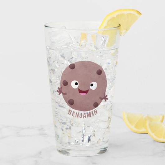 Cute smart chocolade chip cookie cartoon glas (Achterkant ijs)