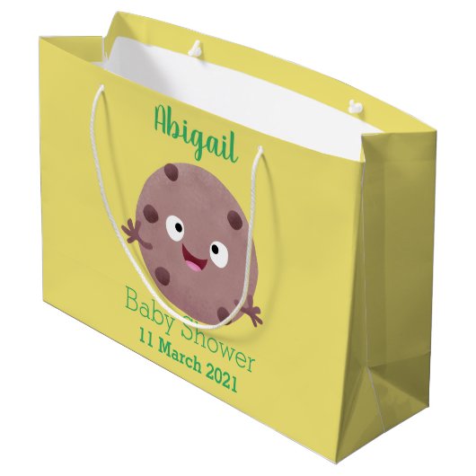 Cute smart chocolade chip cookie cartoon groot cadeauzakje (Achterkant Gekanteld)