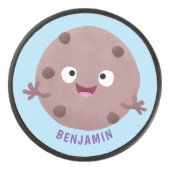 Cute smart chocolade chip cookie cartoon hockey puck (Voorkant)