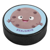 Cute smart chocolade chip cookie cartoon hockey puck (3/4)