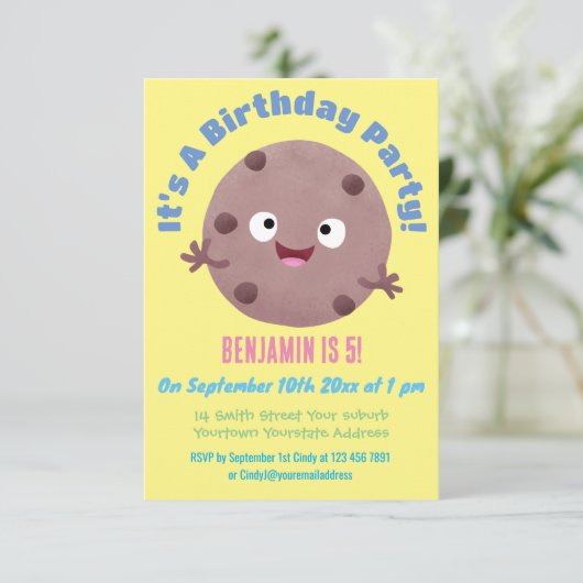 Cute smart chocolade chip cookie cartoon kaart (Staand voorkant)