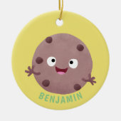 Cute smart chocolade chip cookie cartoon keramisch ornament (Voorkant)