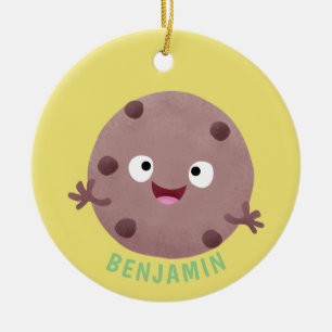 Cute smart chocolade chip cookie cartoon keramisch ornament