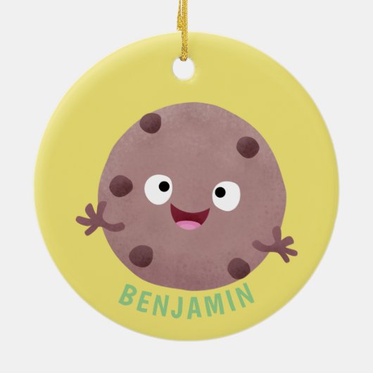 Cute smart chocolade chip cookie cartoon keramisch ornament (Achterkant)