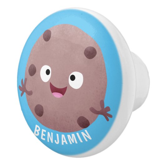 Cute smart chocolade chip cookie cartoon keramische knop (Rechts)